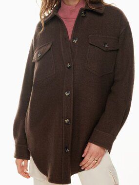 100% Merino Wool Mocha Brown Ganna Shirt Jacket | Aritzia Wilfred Free | Sz XS